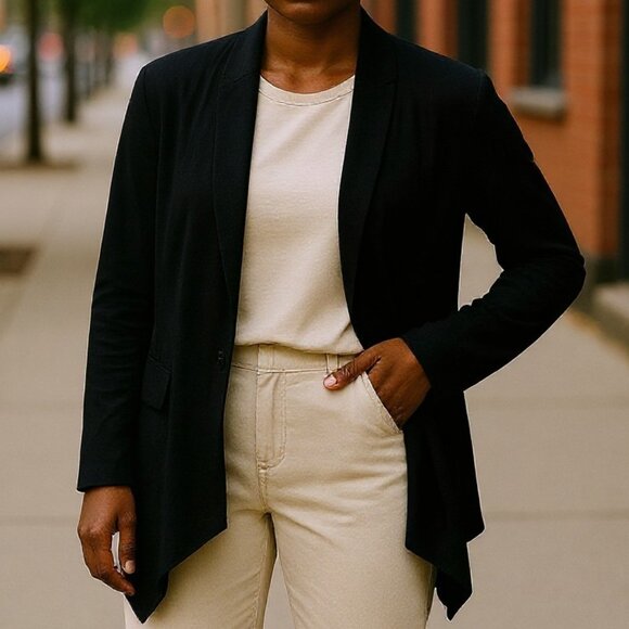 Sweater Open Front Cardigan/Shawl/Wrap Black Cashmere Blend Size 6 Gabi Lauton - Picture 11 of 11